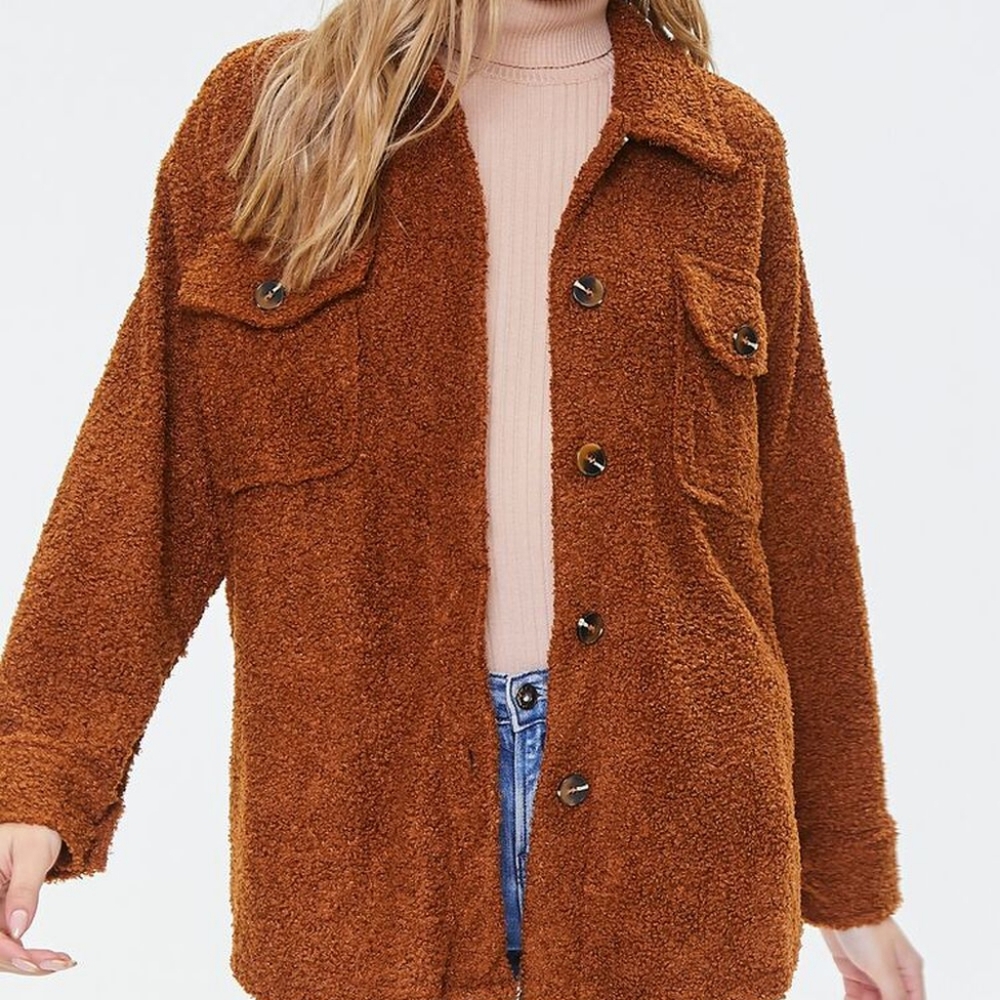 Faux Shearling Button-Front Shacket